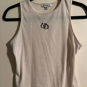White Ribbed Horeshoe Tank Top